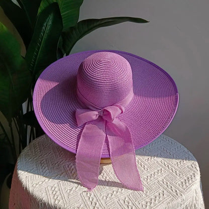Summer straw hat 2025 large brim outdoor sun protection sun hat travel vacation foldable beach hat  sombrero para sol mujer