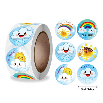 Smile Face Sticker 500 Pcs/roll For Kids Reward Sticker Yellow Dots Labels Happy Smile Face Expression Sticker Kids Toys