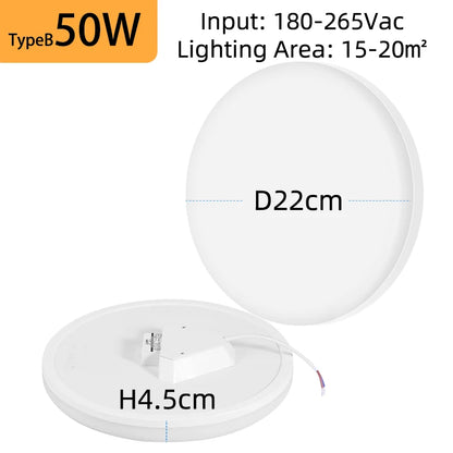 Super Bright Ceiling Light LED 15-50W Indoor Lustre Panel Lamp Kitchen Bedroom Living Room Decor Modern 220V Ceiling Chandelier
