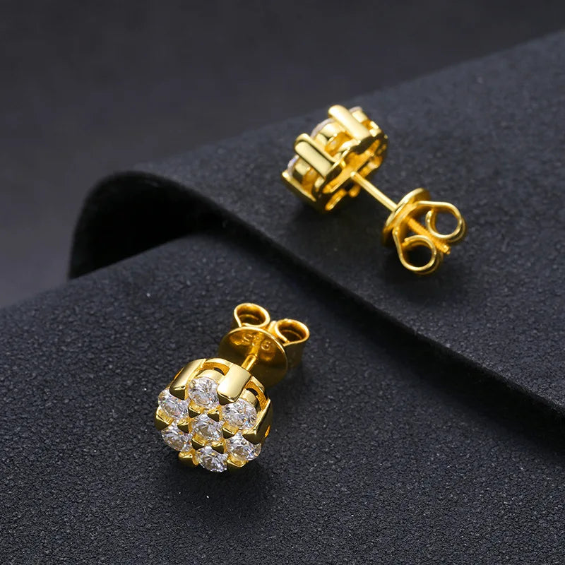 Fashion Fine Jewelry Earrings Gold Plate Sterling Silver 925 Jewellery Moissanite Gemstone Earring Hip Hop Jewelry for Women Men
