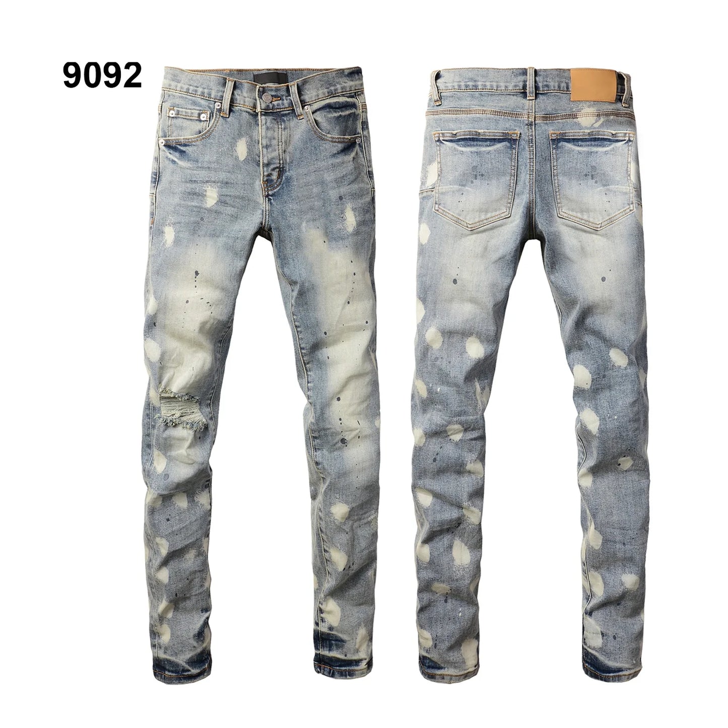 Wholesale Top Quality Brand Jeans Brand Men Fashion Designer Stretch Ripped Men's Mid-rise Ripped Denim Trousers