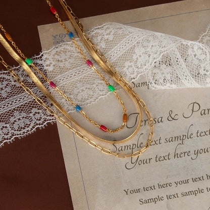 Wholesale High-Grade Stainless Steel Snake Bone Chain Necklace for Women Fashionable Colorful Drip Glue Gold Plating Weddings