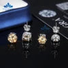 8mm 2CT Moissanite Stud Earrings 100% Real Diamond Pass Tester 4 Claws Women Earrings Yellow Green Red Blue Colorful Earring