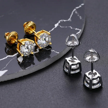 Fashion Fine Jewelry Earrings Gold Plate Sterling Silver 925 Jewellery Moissanite Gemstone Earring Hip Hop Jewelry for Women Men