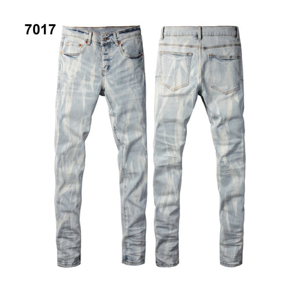 Wholesale Top Quality Brand Jeans Brand Men Fashion Designer Stretch Ripped Men's Mid-rise Ripped Denim Trousers