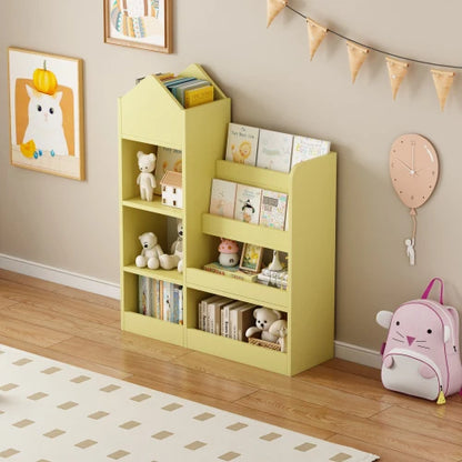 Solid Wood and MDF Children's Portable Bookshelf for Home Office Living Room Bedroom School Solid Wood Style