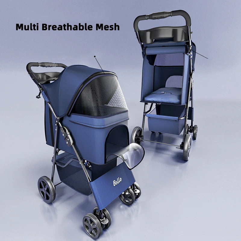 (Ready to Ship) Manufacture Cheap Pet Stroller for Cat and Dog Outdoor Walking One-Hand Easy Fold Trolley