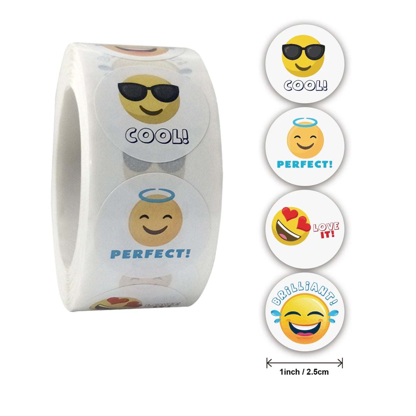 Smile Face Sticker 500 Pcs/roll For Kids Reward Sticker Yellow Dots Labels Happy Smile Face Expression Sticker Kids Toys