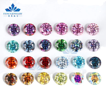 8mm 2CT Moissanite Stud Earrings 100% Real Diamond Pass Tester 4 Claws Women Earrings Yellow Green Red Blue Colorful Earring