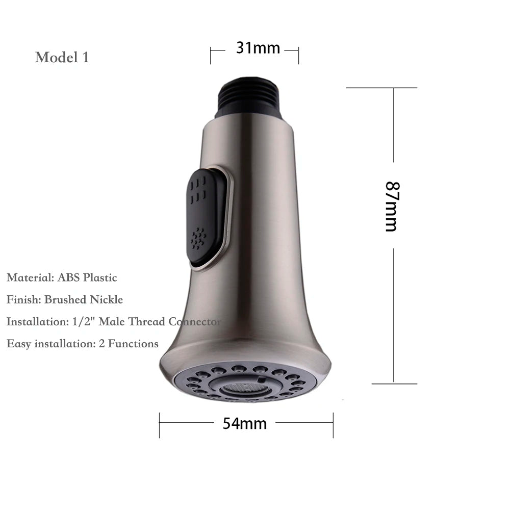 Brushed Kitchen Pull Out Down Sprayer Faucet Replacement Part Spray Shower Head