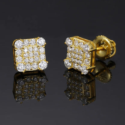 Fashion Fine Jewelry Earrings Gold Plate Sterling Silver 925 Jewellery Moissanite Gemstone Earring Hip Hop Jewelry for Women Men