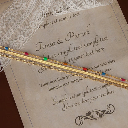 Wholesale High-Grade Stainless Steel Snake Bone Chain Necklace for Women Fashionable Colorful Drip Glue Gold Plating Weddings