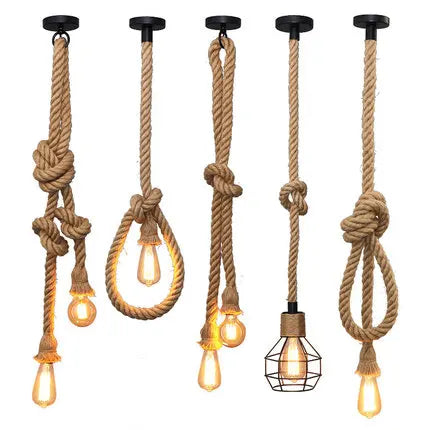 Vintage Rope Pendant Lights DIY Loft lamp Industrial Retro Edison Bulb American Style For  Room decoration UL CE line 110v 220v