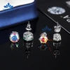 8mm 2CT Moissanite Stud Earrings 100% Real Diamond Pass Tester 4 Claws Women Earrings Yellow Green Red Blue Colorful Earring