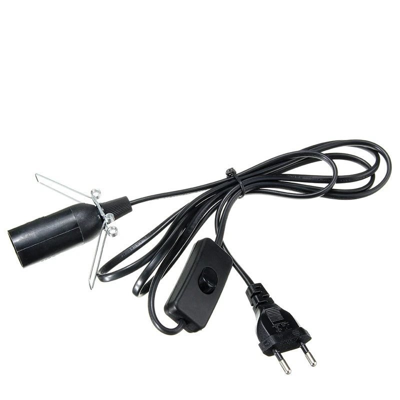 1.8m Power Cord Cable with Dimmer ON OFF Switch Metal Clip E14 E27 Base Hanglamp Holder Socket Plug Cord for Salt Rock Lava Lamp