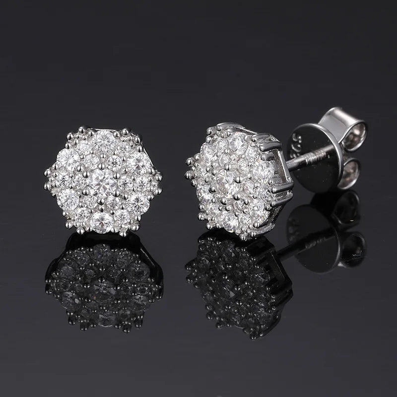 Fashion Fine Jewelry Earrings Gold Plate Sterling Silver 925 Jewellery Moissanite Gemstone Earring Hip Hop Jewelry for Women Men