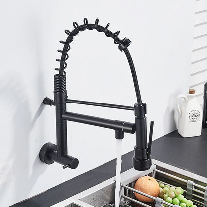 Rozin Matte Black Pull Down Kitchen Faucet Single Cold Water Dual Spouts Kitchen Tap 4 Colors Wall Mounted ABS Nozzle Crane