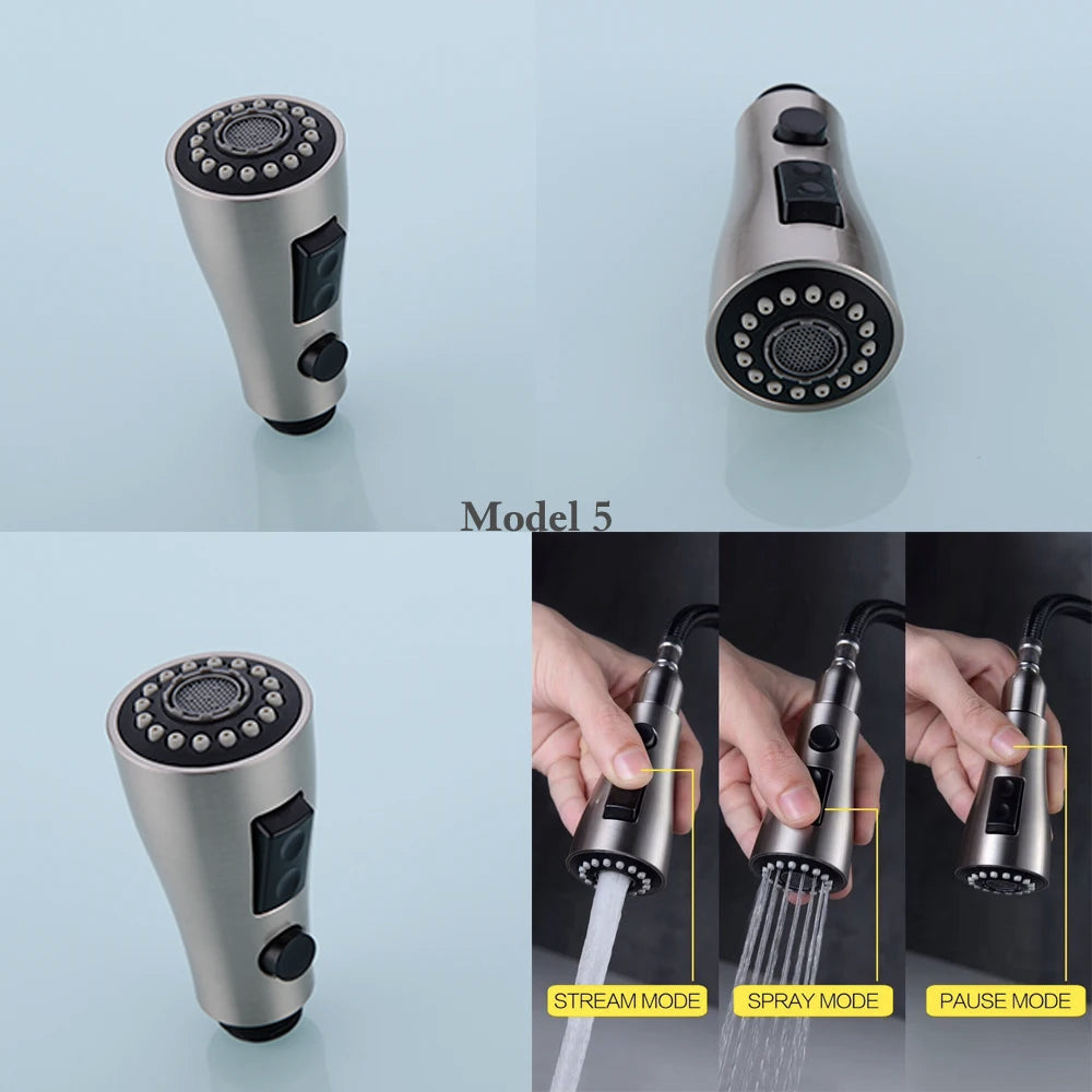 Brushed Kitchen Pull Out Down Sprayer Faucet Replacement Part Spray Shower Head