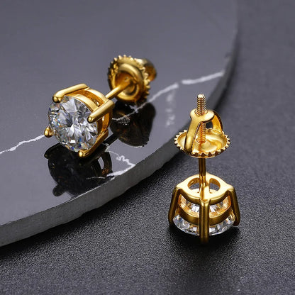 Fashion Fine Jewelry Earrings Gold Plate Sterling Silver 925 Jewellery Moissanite Gemstone Earring Hip Hop Jewelry for Women Men