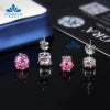 8mm 2CT Moissanite Stud Earrings 100% Real Diamond Pass Tester 4 Claws Women Earrings Yellow Green Red Blue Colorful Earring