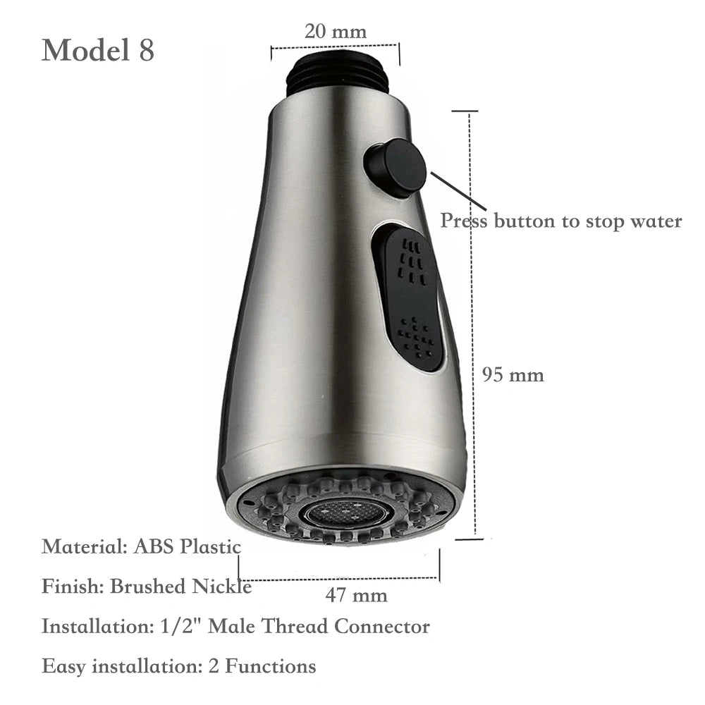 Brushed Kitchen Pull Out Down Sprayer Faucet Replacement Part Spray Shower Head