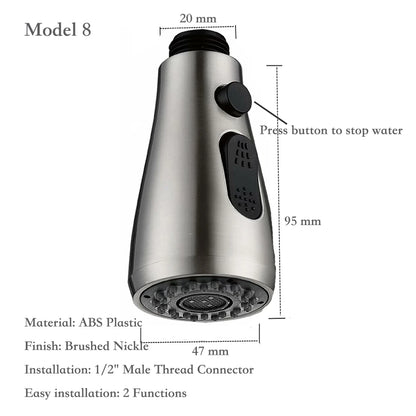 Brushed Kitchen Pull Out Down Sprayer Faucet Replacement Part Spray Shower Head