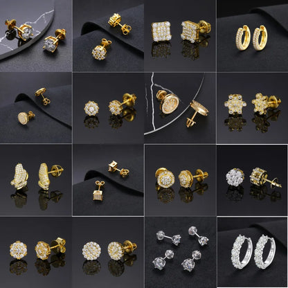 Fashion Fine Jewelry Earrings Gold Plate Sterling Silver 925 Jewellery Moissanite Gemstone Earring Hip Hop Jewelry for Women Men
