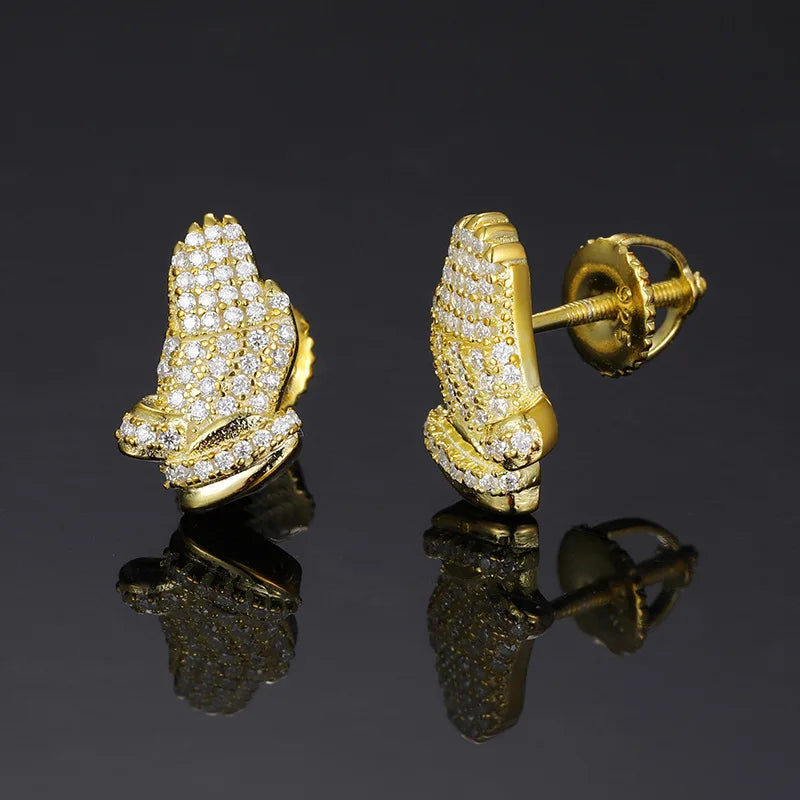 Fashion Fine Jewelry Earrings Gold Plate Sterling Silver 925 Jewellery Moissanite Gemstone Earring Hip Hop Jewelry for Women Men