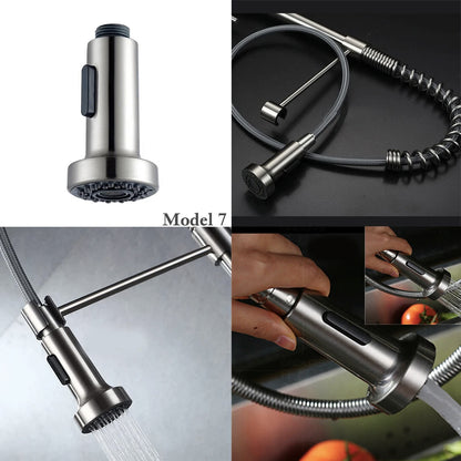 Brushed Kitchen Pull Out Down Sprayer Faucet Replacement Part Spray Shower Head