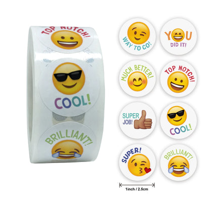 Smile Face Sticker 500 Pcs/roll For Kids Reward Sticker Yellow Dots Labels Happy Smile Face Expression Sticker Kids Toys