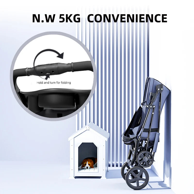 (Ready to Ship) Manufacture Cheap Pet Stroller for Cat and Dog Outdoor Walking One-Hand Easy Fold Trolley