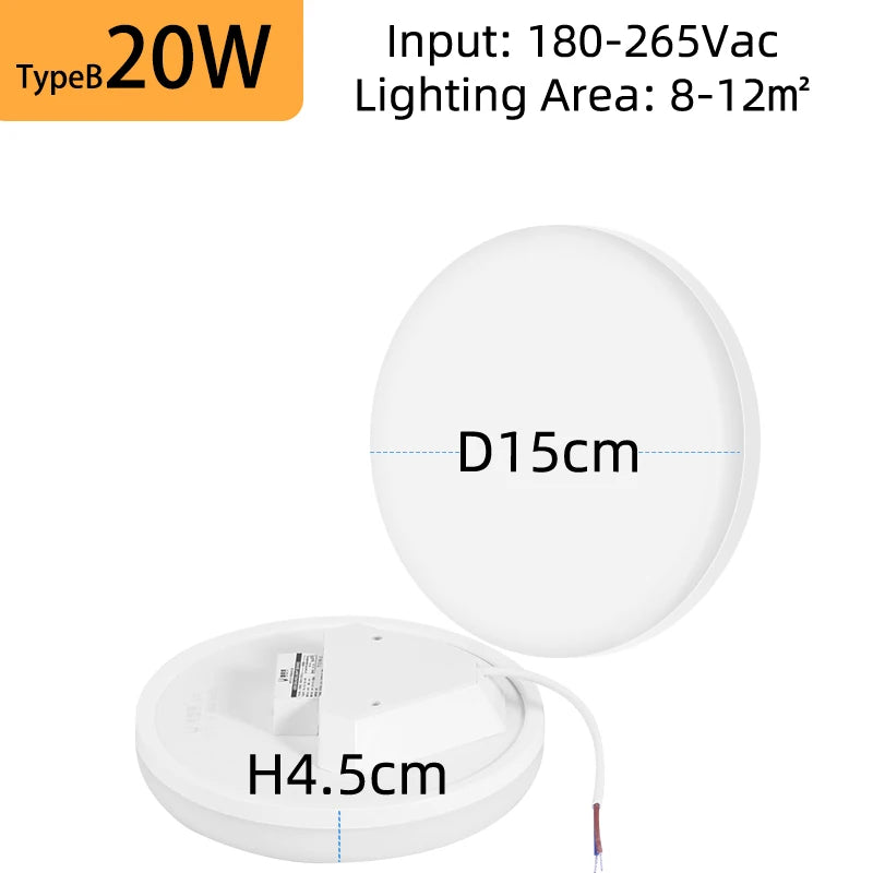 Super Bright Ceiling Light LED 15-50W Indoor Lustre Panel Lamp Kitchen Bedroom Living Room Decor Modern 220V Ceiling Chandelier