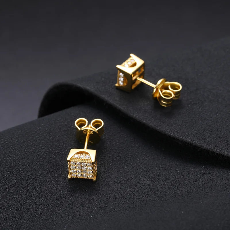 Fashion Fine Jewelry Earrings Gold Plate Sterling Silver 925 Jewellery Moissanite Gemstone Earring Hip Hop Jewelry for Women Men