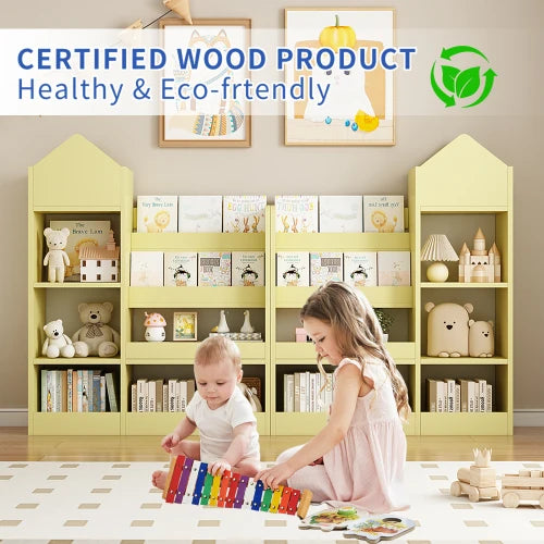 Solid Wood and MDF Children's Portable Bookshelf for Home Office Living Room Bedroom School Solid Wood Style