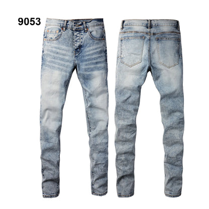 Wholesale Top Quality Brand Jeans Brand Men Fashion Designer Stretch Ripped Men's Mid-rise Ripped Denim Trousers