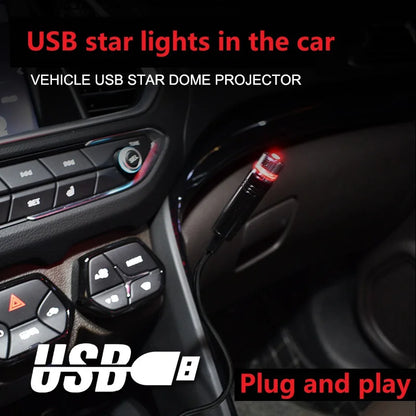 USB Car Interior Atmosphere Star Sky Lamp Ceiling Roof Light Car Ambient Light LED Projector Mini LED Car Roof Star RED Light