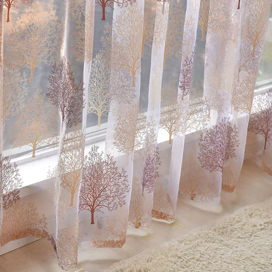 Printed Tulle Curtain For Living Room Window Treatment Japan Sheer Voile Curtain For Bedroom Kitchen Drape Blinds Finished Panel