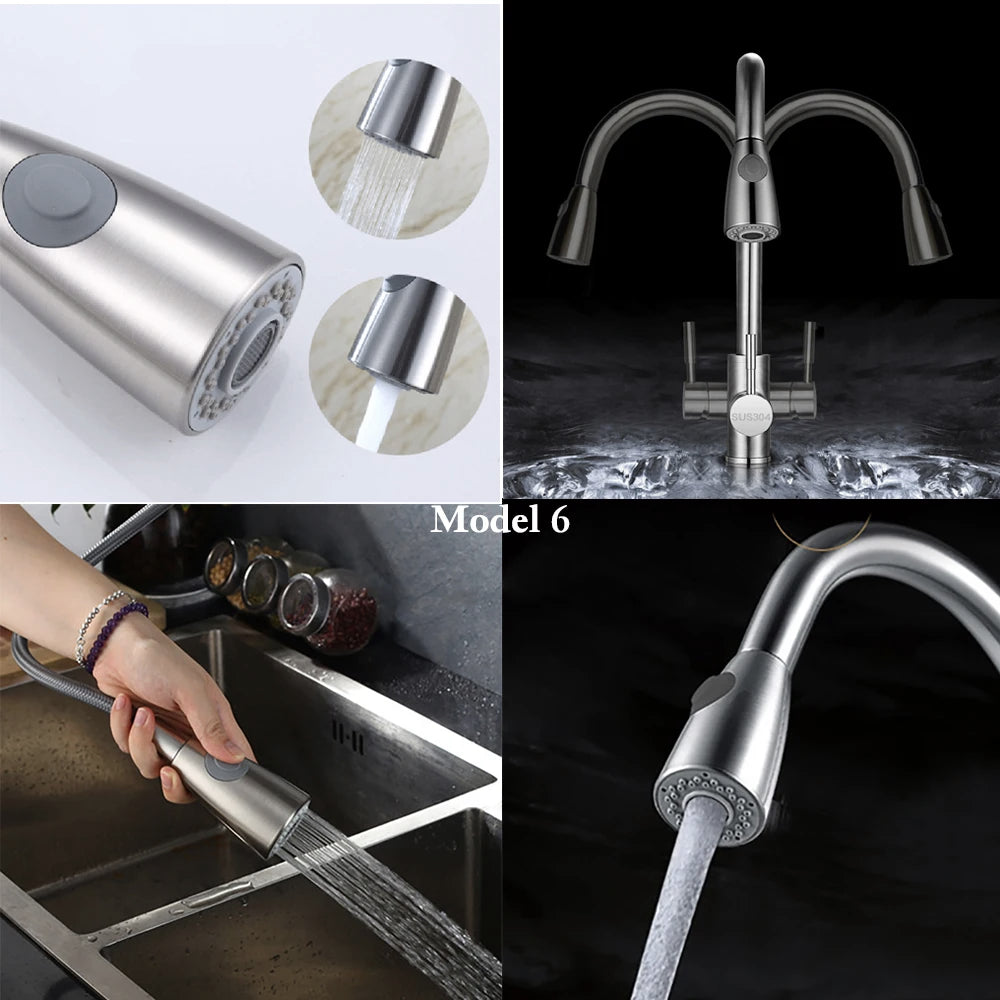 Brushed Kitchen Pull Out Down Sprayer Faucet Replacement Part Spray Shower Head