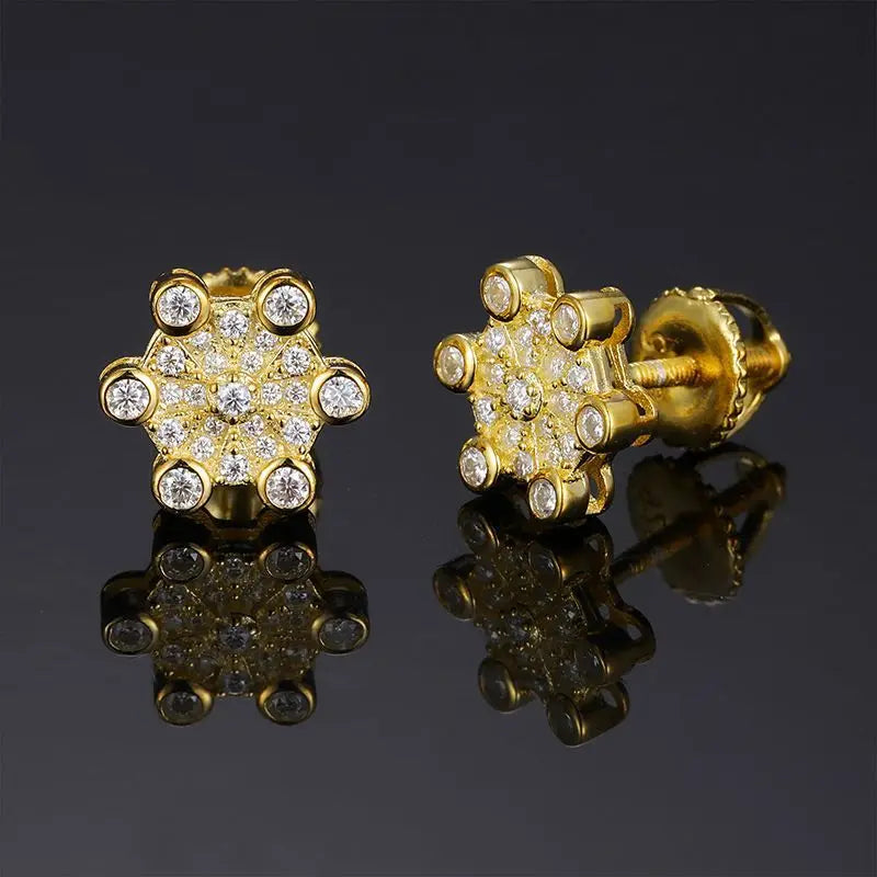 Fashion Fine Jewelry Earrings Gold Plate Sterling Silver 925 Jewellery Moissanite Gemstone Earring Hip Hop Jewelry for Women Men