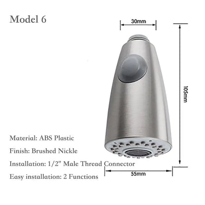 Brushed Kitchen Pull Out Down Sprayer Faucet Replacement Part Spray Shower Head