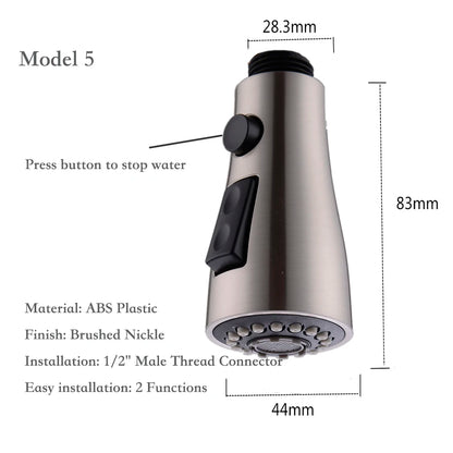 Brushed Kitchen Pull Out Down Sprayer Faucet Replacement Part Spray Shower Head