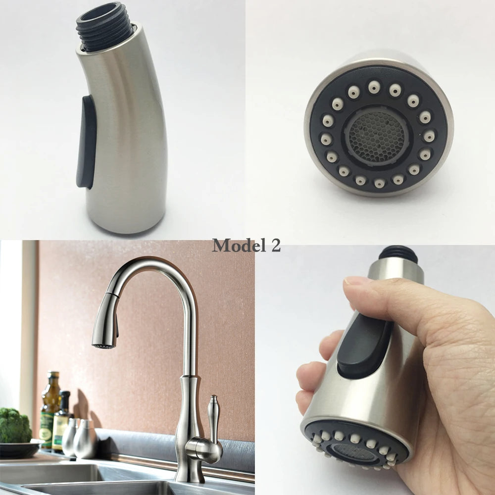 Brushed Kitchen Pull Out Down Sprayer Faucet Replacement Part Spray Shower Head