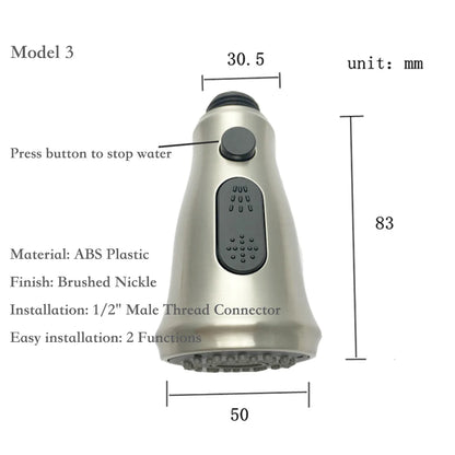 Brushed Kitchen Pull Out Down Sprayer Faucet Replacement Part Spray Shower Head