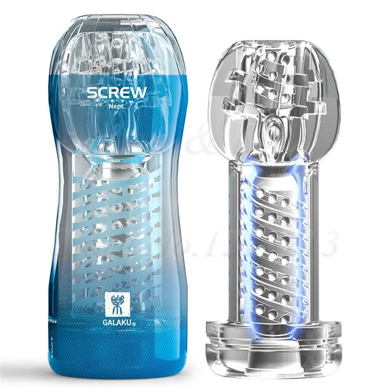 Soft Pussy Aircraft Cup Transparent Vagina Adult Endurance Exercise Vacuum Pocket Spiral Sucking Male Masturbators Toys for Men