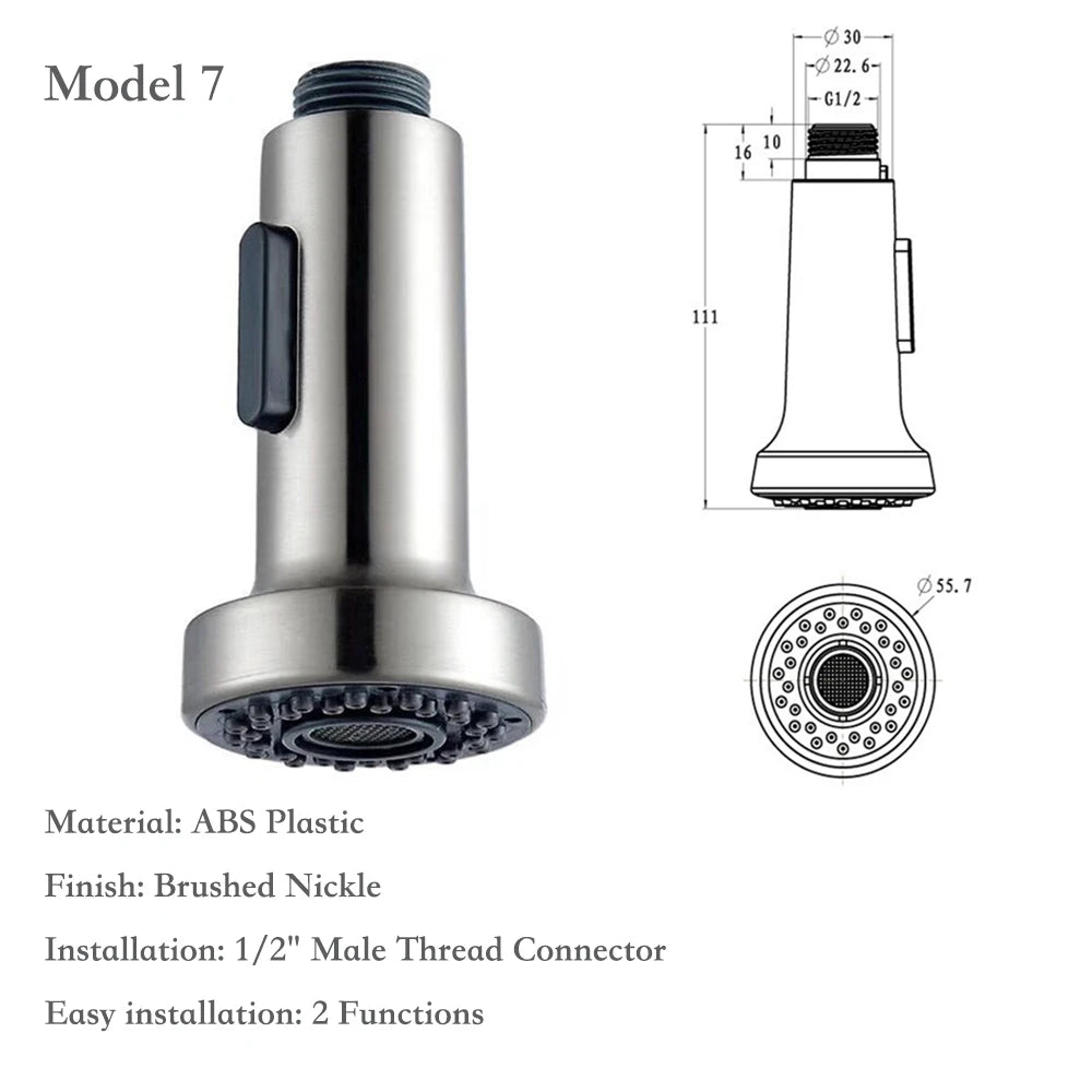 Brushed Kitchen Pull Out Down Sprayer Faucet Replacement Part Spray Shower Head