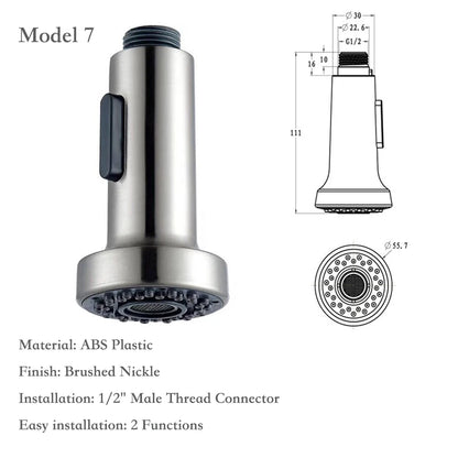 Brushed Kitchen Pull Out Down Sprayer Faucet Replacement Part Spray Shower Head