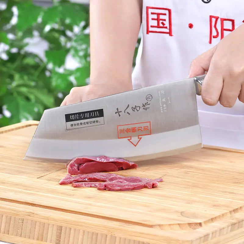 Shibazi Kitchen Knife, Composite Steel Thickened Professional Cooking Slicing Knife Meat Vegetable Fish Cutting Knife Chef Knife