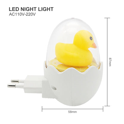 Yellow Egg Duck LED Night Light AC 220V with Remote Control Light Sensor Cartoon Lamp Children's Bedroom Toilet Home Lighting