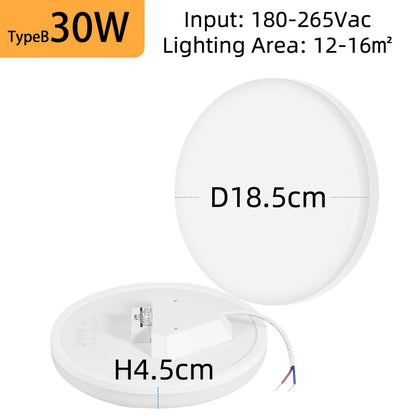 Super Bright Ceiling Light LED 15-50W Indoor Lustre Panel Lamp Kitchen Bedroom Living Room Decor Modern 220V Ceiling Chandelier