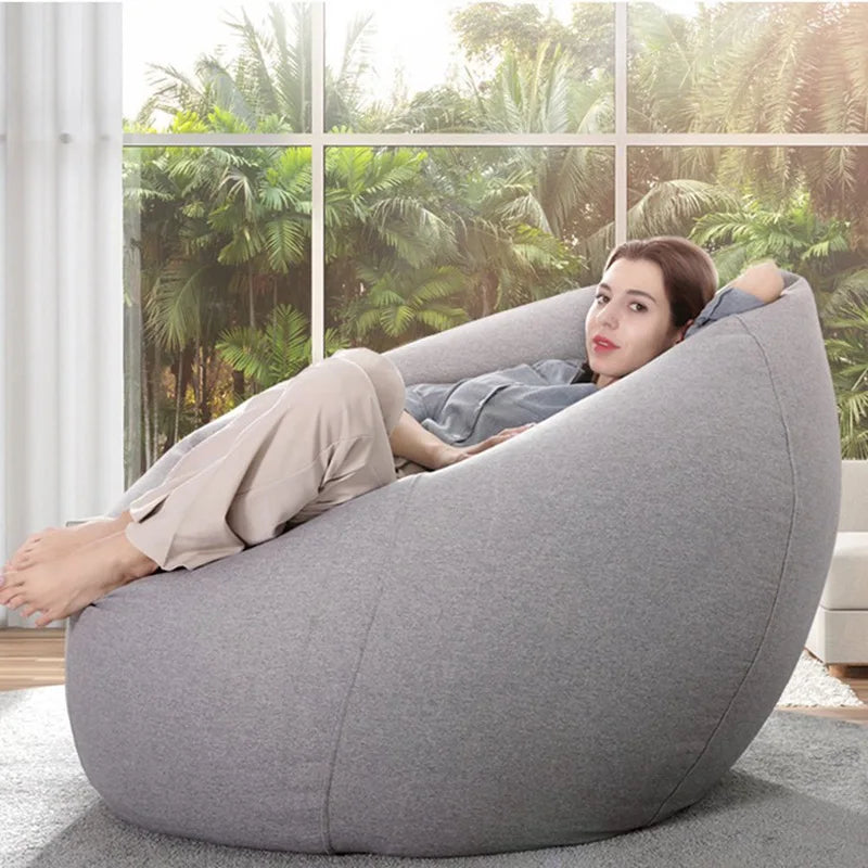 2021 New Large Small Lazy Sofas Cover Chairs without Filler Linen Cloth Lounger Seat Bean Bag Pouf Puff Couch Tatami Living Room